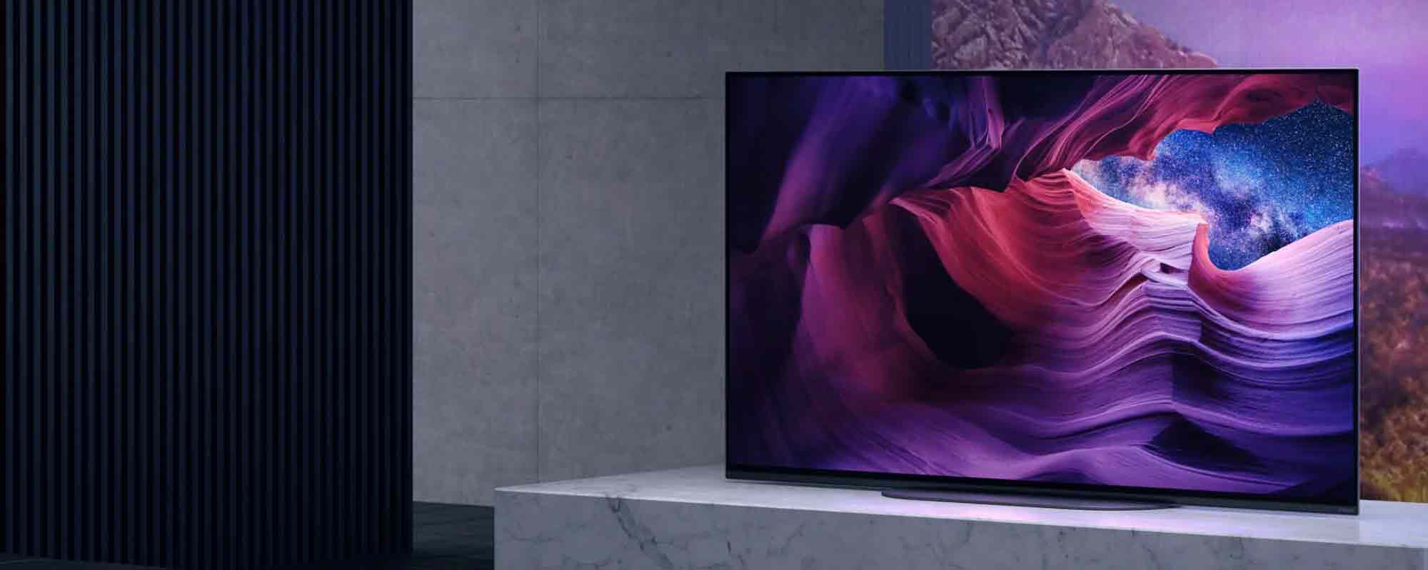 Sony image with purple tones on tv screen