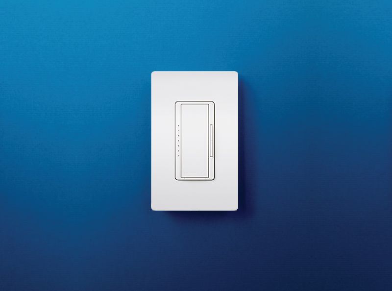 Lutron dimmer on blue wall